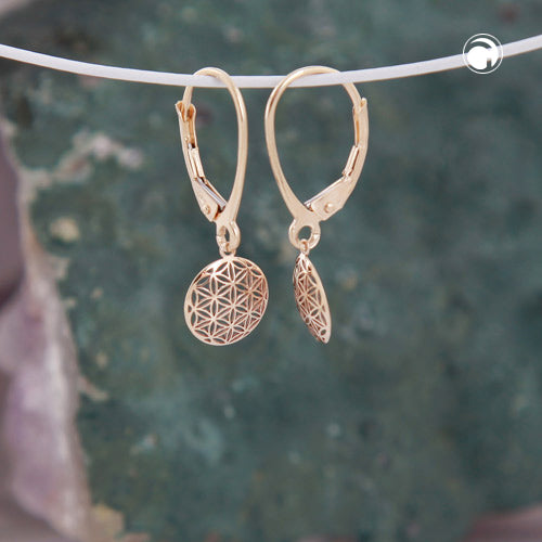 Elämänkukka roikkuvat kultakorvakorut / Flower of life 9k