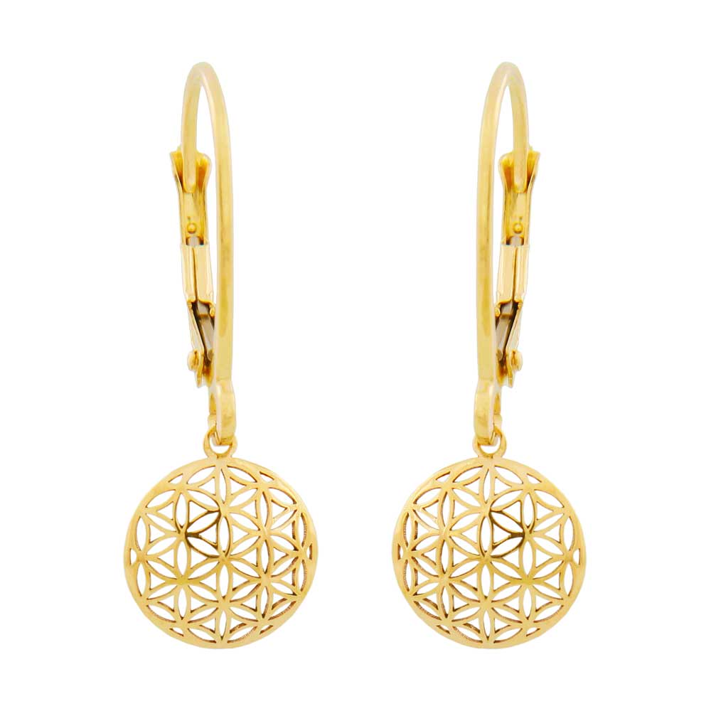 Elämänkukka roikkuvat kultakorvakorut / Flower of life 9k