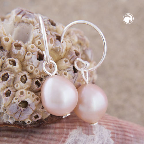 Eerika roikkuvat hopeiset helmikorvakorut - Aito makeanveden helmi | Samppanja