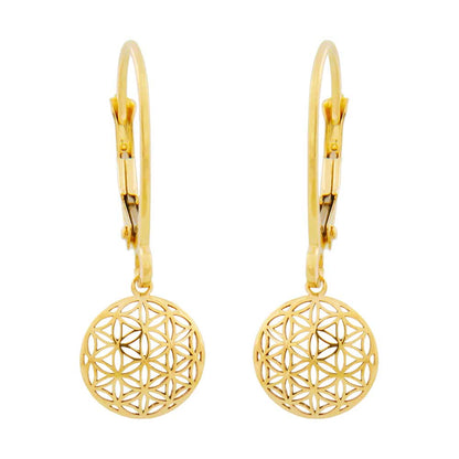 Elämänkukka roikkuvat kultakorvakorut / Flower of life 9k