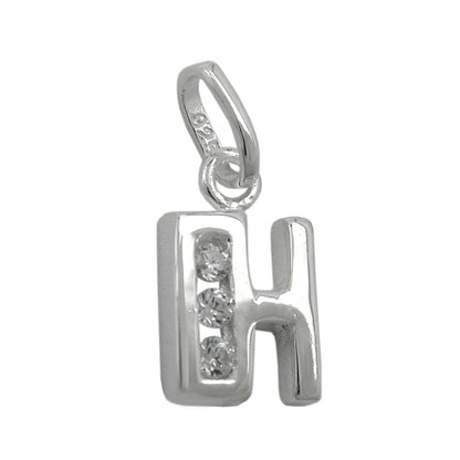 Hienostunut hopeinen H-kirjainriipus – 925 sterling-hopea | zirkoniakoristeinen kirjainkoru