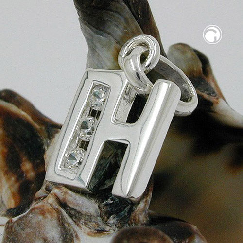 Hienostunut hopeinen H-kirjainriipus – 925 sterling-hopea | zirkoniakoristeinen kirjainkoru