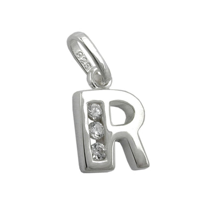 Raikas hopeinen R-kirjainriipus – 925 sterling-hopea | zirkoniakoristeinen kirjainkoru