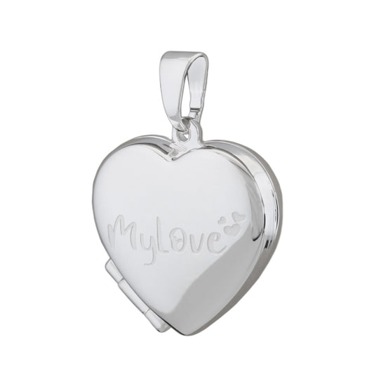 My love hopeinen avattava medaljonki / sydän valokuvakoru