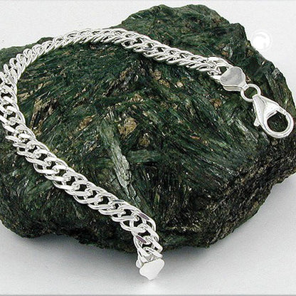 Paksu hopeinen ranneketju / Panssariketju 6mm / unisex 21cm