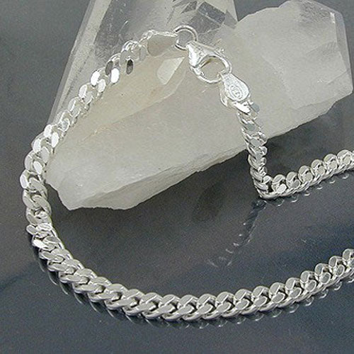Paksu hopeinen ranneketju / Panssariketju unisex 4mm 19cm